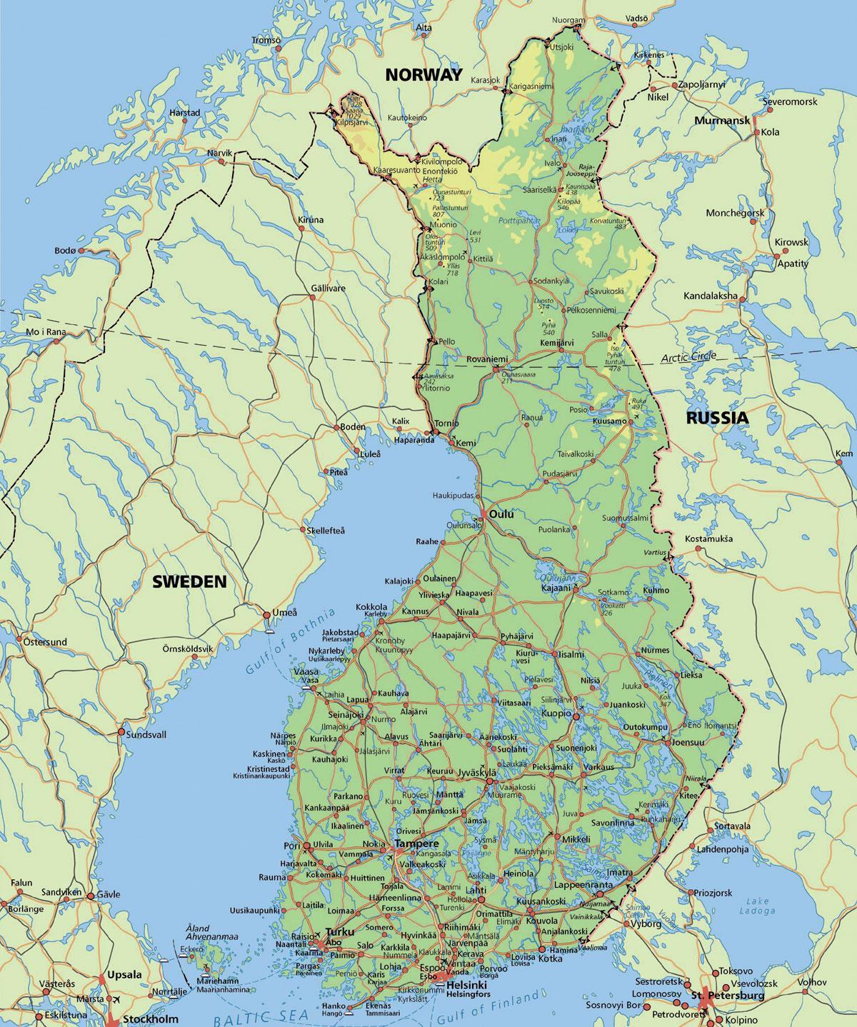 Mapa del cercle polar àrtic Finlàndia