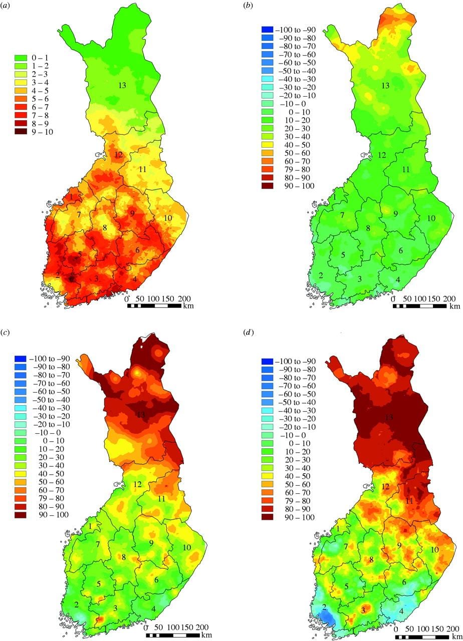 Mapa de Finlàndia climàtic