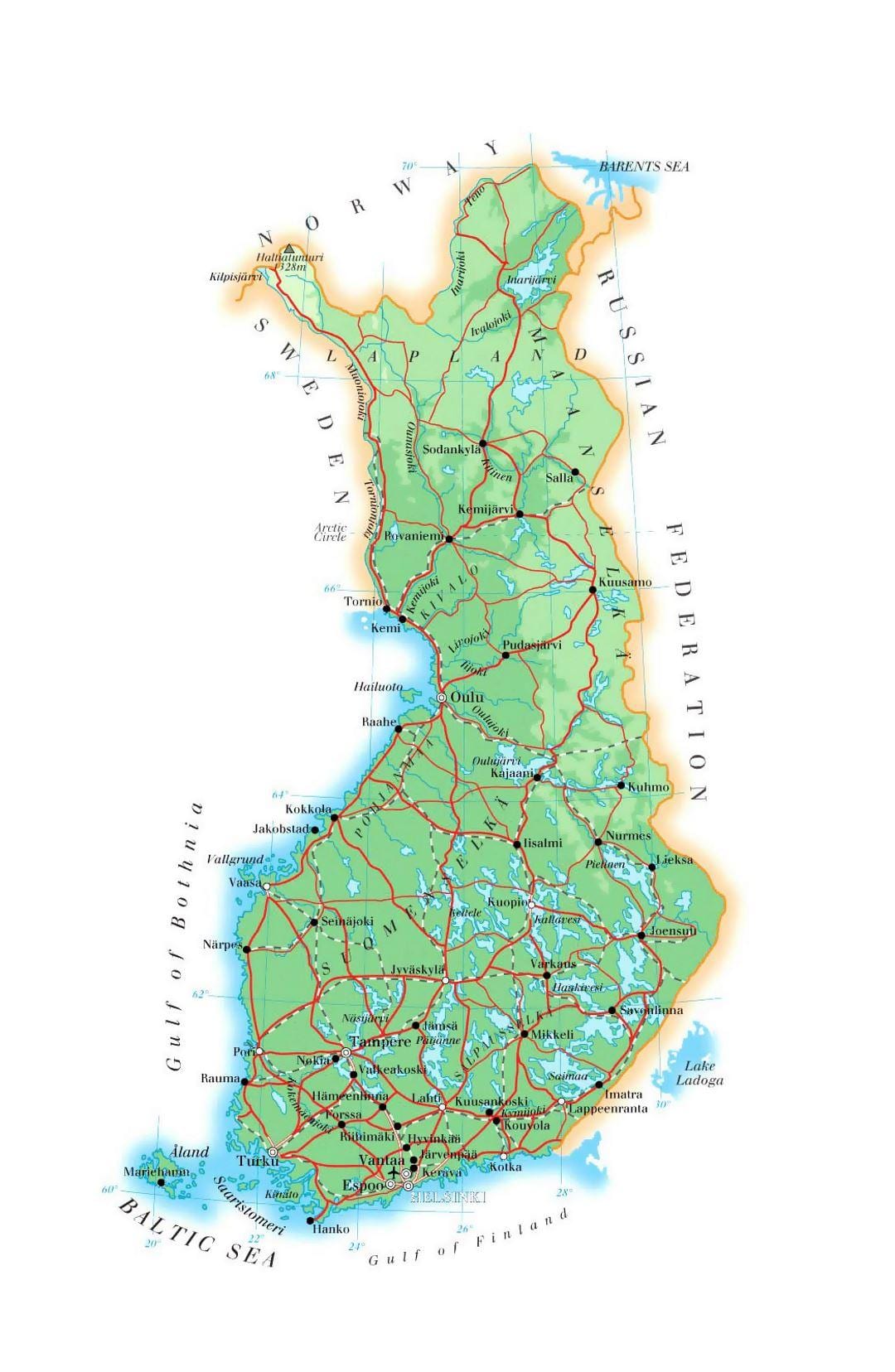 Mapa de Finlàndia elevació
