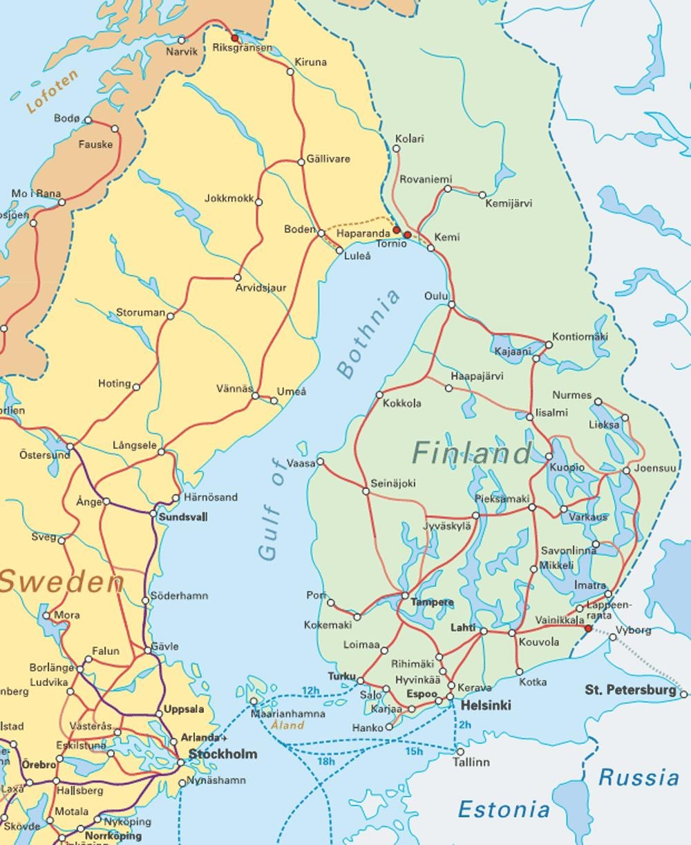 Finlàndia tren mapa