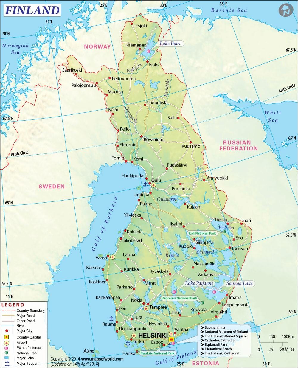 Mapa de Finlàndia geografia
