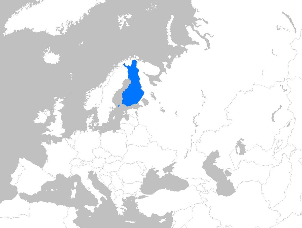 Finlàndia en el mapa d'europa