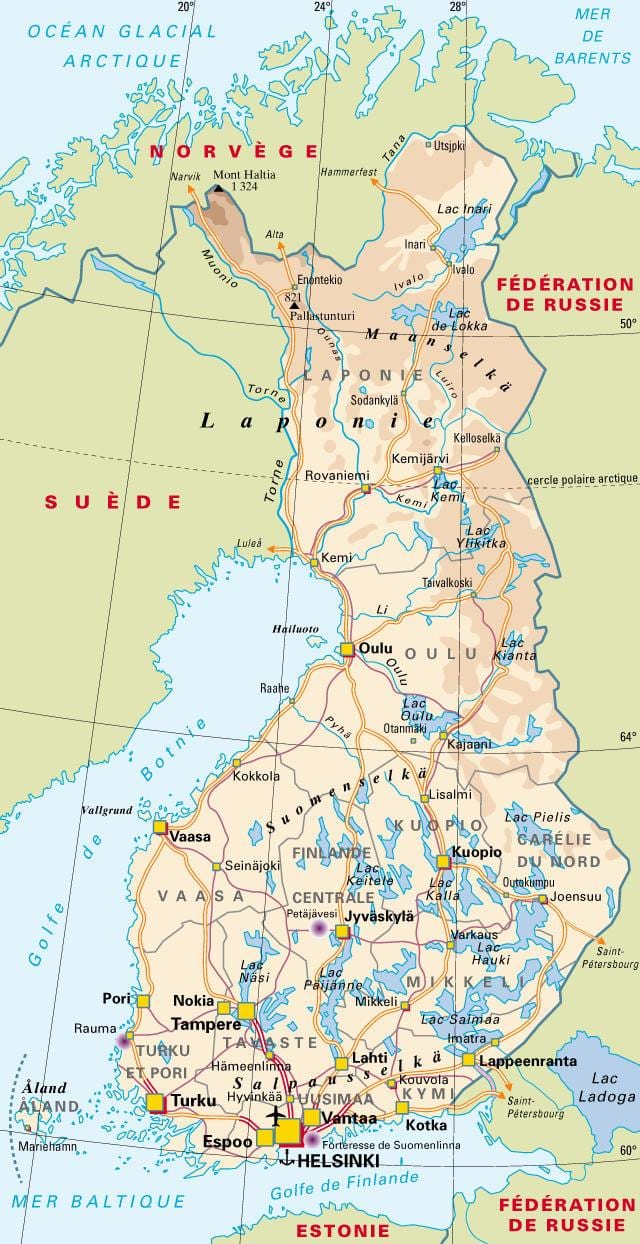 Mapa de Finlàndia parcs nacionals