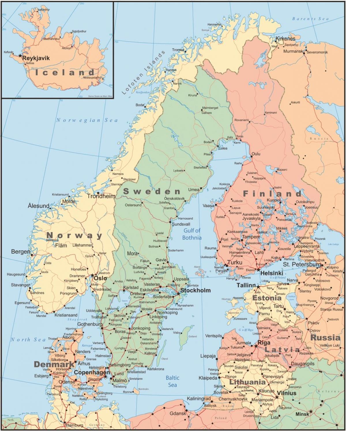 Mapa de Finlàndia i els països de l'entorn