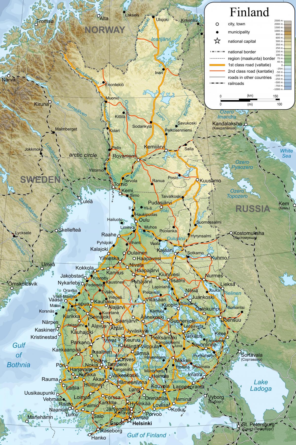 Mapa de la ruta detallada Finlàndia
