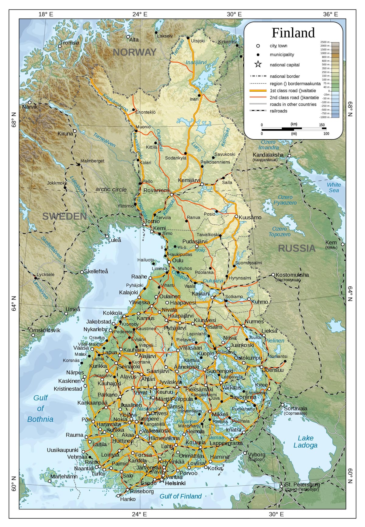 Mapa de física Finlàndia