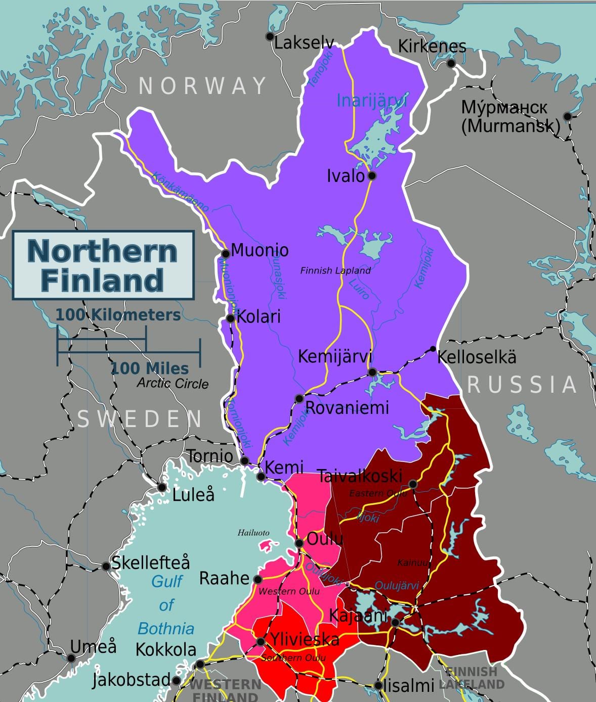Mapa del nord de Finlàndia