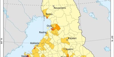 Finlàndia densitat de població mapa