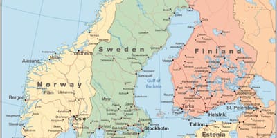 Mapa de Finlàndia i els països de l'entorn